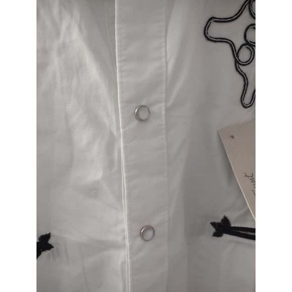 NWT Rockmount Ranch Wear Western Pearl Snap Ln Sleev  XS White Embroidered - Picture 2 of 10